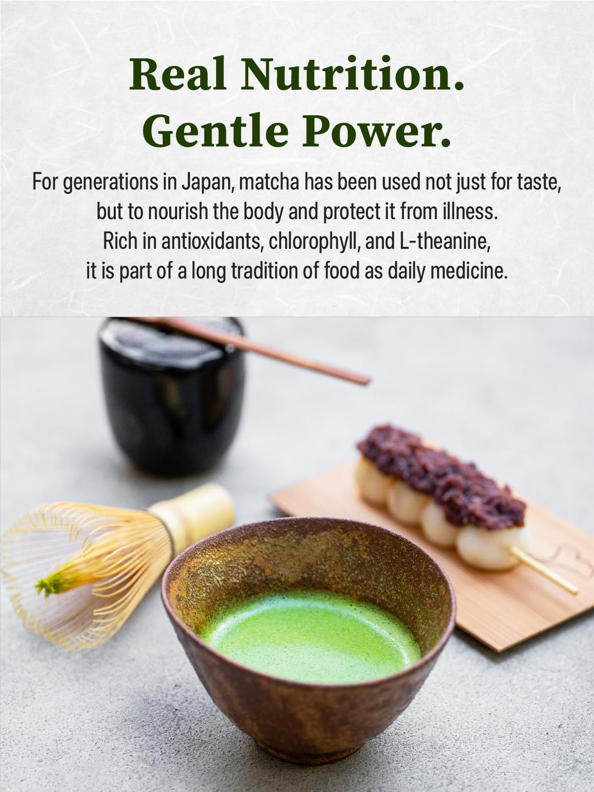 Tagashira Chaho Saga no Mukashi matcha powder scoop ready for Koicha preparation.