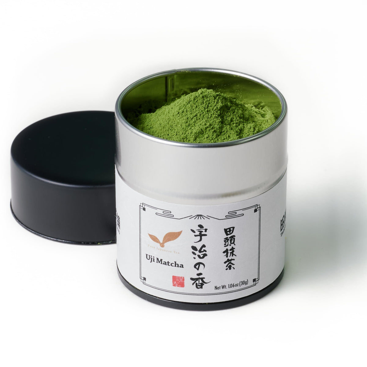TAGASHIRA CHAHO Uji no Kaori tin front for authentic latte prep.
