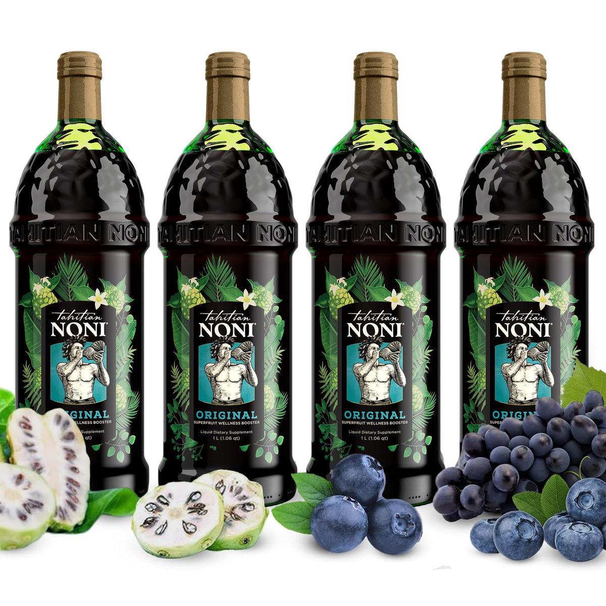Tahitian Noni juice bottle front, authentic Morinda product for daily wellness.