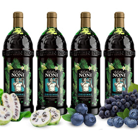 Tahitian Noni juice bottle front, authentic Morinda product for daily wellness.
