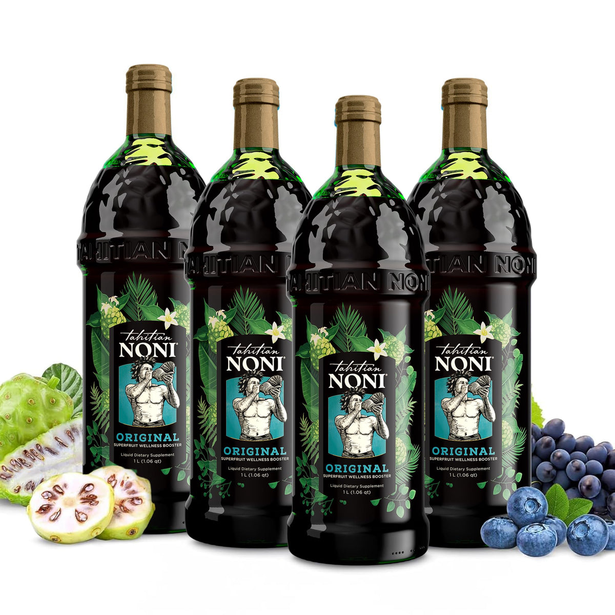 Tahitian Noni Juice bottle front view highlighting authentic Tahiti blend for daily refreshment.