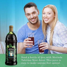 Tahitian Noni juice bottle label detail highlights Original formula.