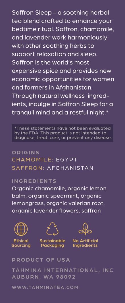 Tahmina Saffron Sleep Tea pairs with honey for warmth
