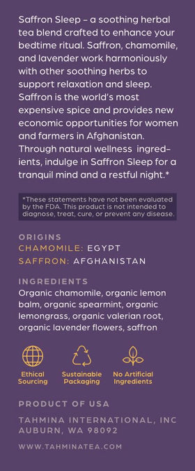 Tahmina Saffron Sleep Tea pairs with honey for warmth