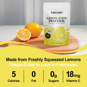 Taienjoy lemon powder in baking jar adds bright lemon notes to desserts