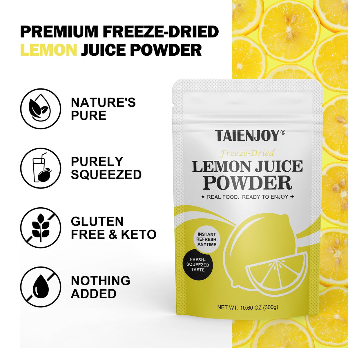 Taienjoy lemon powder dissolving in water for quick beverages