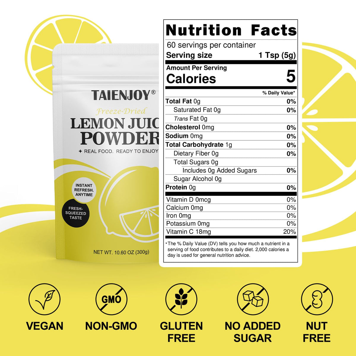Taienjoy lemon powder used as cake topping for a citrus finish