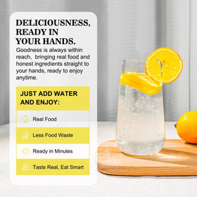 Taienjoy lemon powder mixed into lemonade for fresh flavor without squeezing