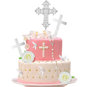 Taiyin 11-piece cross cake topper set for Baptism and First Communion ceremonies