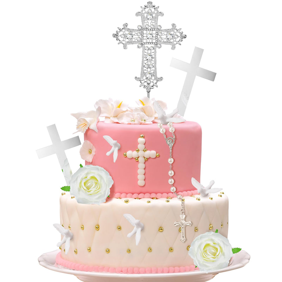 Taiyin 11-piece cross cake topper set for Baptism and First Communion ceremonies