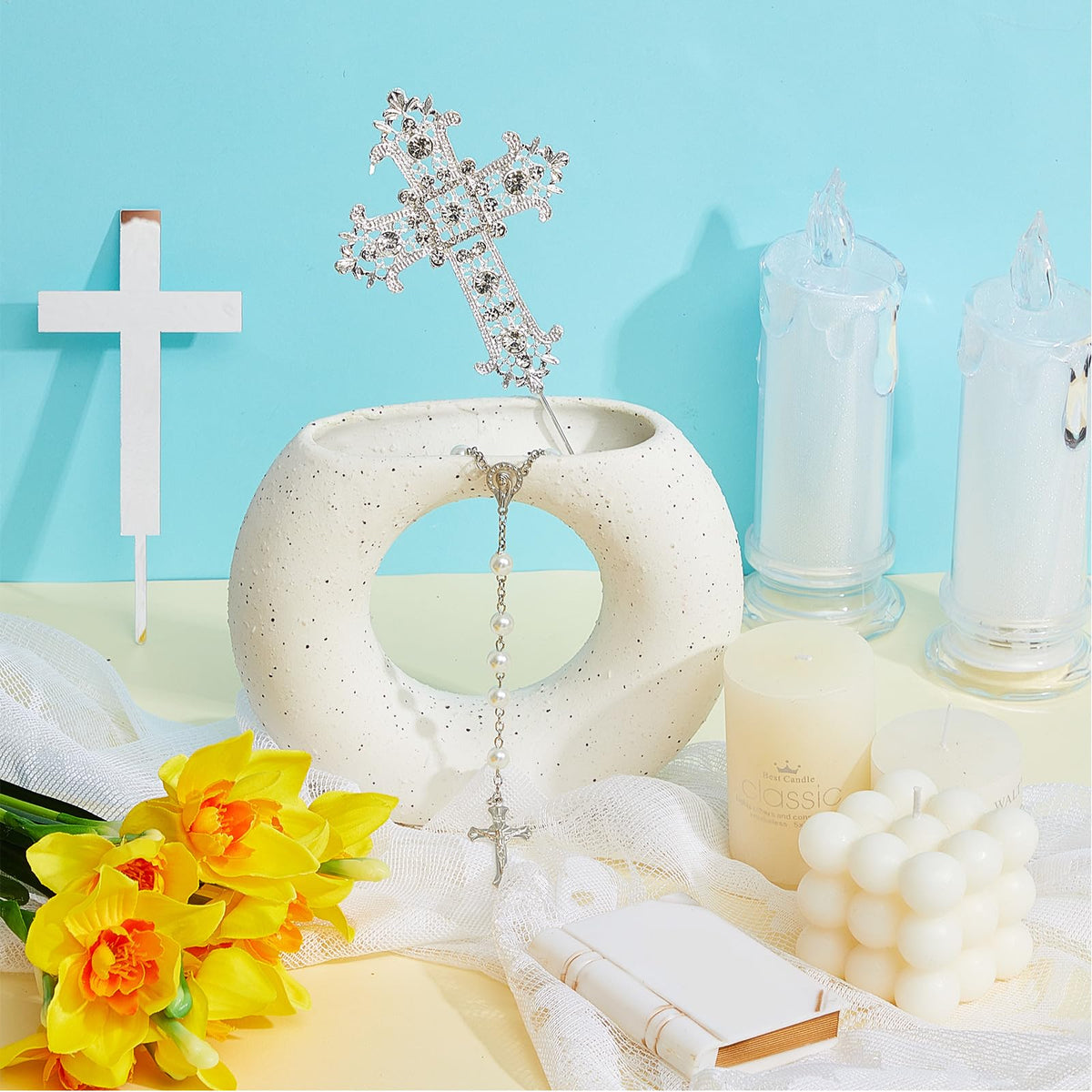 Taiyin durable acrylic and metal crosses for reusable cake decor