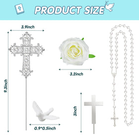 Taiyin white dove and rosary topper for elegant sacred desserts