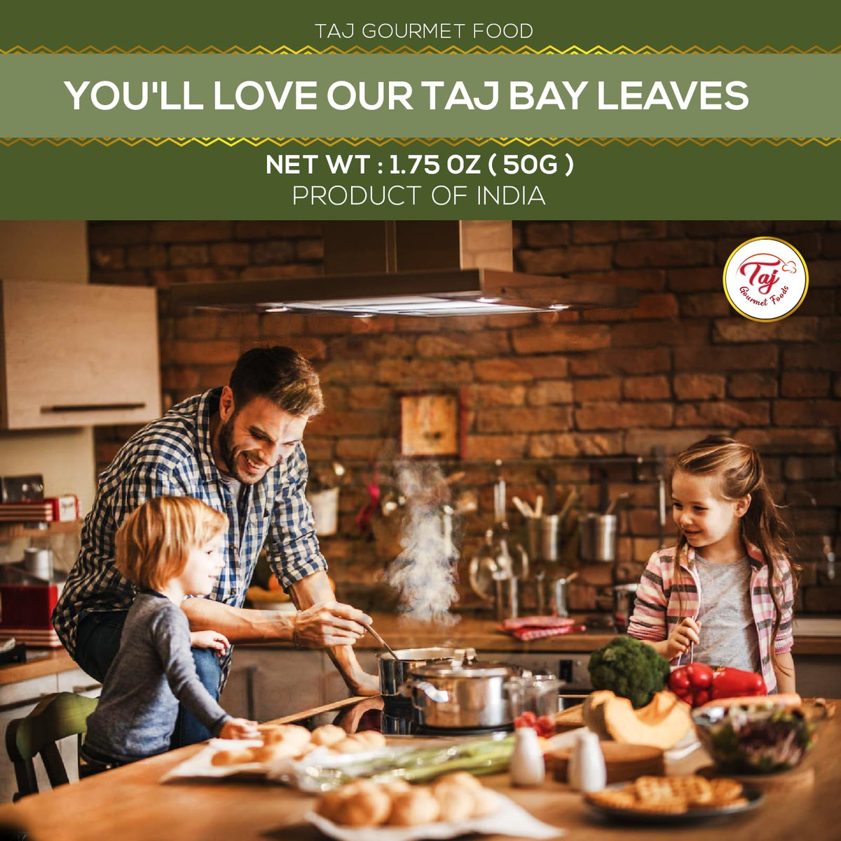 TAJ Gourmet Bay Leaves aroma close-up highlights fragrant, versatile herb.