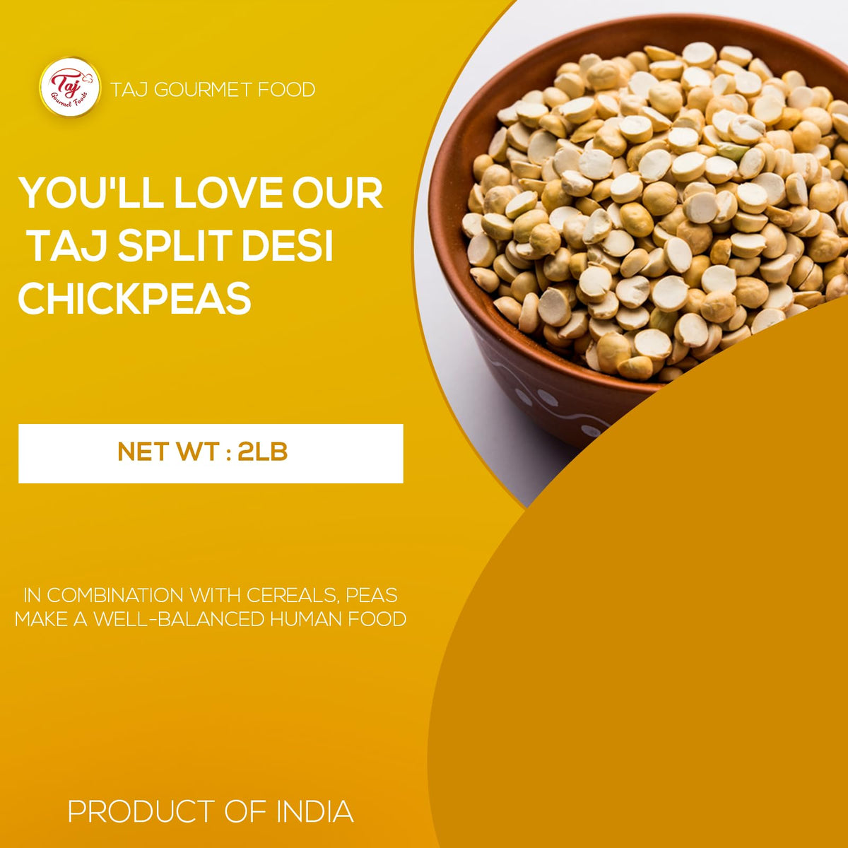 TAJ Gourmet Foods chana dal cooking-ready texture close-up