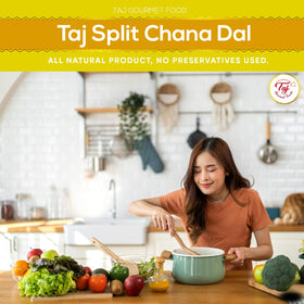 TAJ Gourmet Foods chana dal pantry bulk bag on shelf