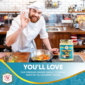 TAJ Gourmet Ginger Garlic Paste stores easily in fridge or freezer.