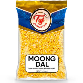 TAJ Gourmet Moong Dal bag close-up, ideal for quick dal recipes.