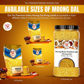 Cooked dal bowl with herbs, TAJ Moong Dal ready to serve.