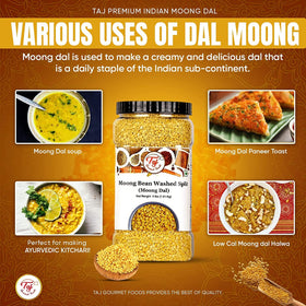 Packaging seal on TAJ Moong Dal bag, freshness preserved.