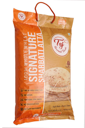 10 lb TAJ Sharbati Atta bag ideal for daily roti making.