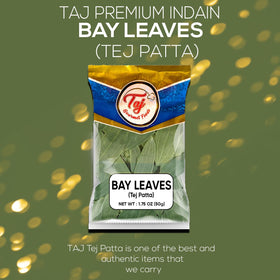 TAJ Gourmet Tej Patta whole leaf, perfect for simmered curries and broths.