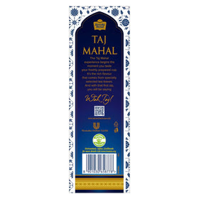 Pouring a cup as steam curls from Taj Mahal black tea.
