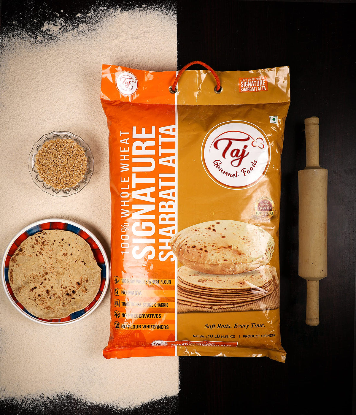 TAJ Signature Sharbati Atta home kitchen use for everyday meals.
