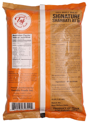 TAJ Signature Sharbati Atta soft rotis close-up highlighting fluffy texture.