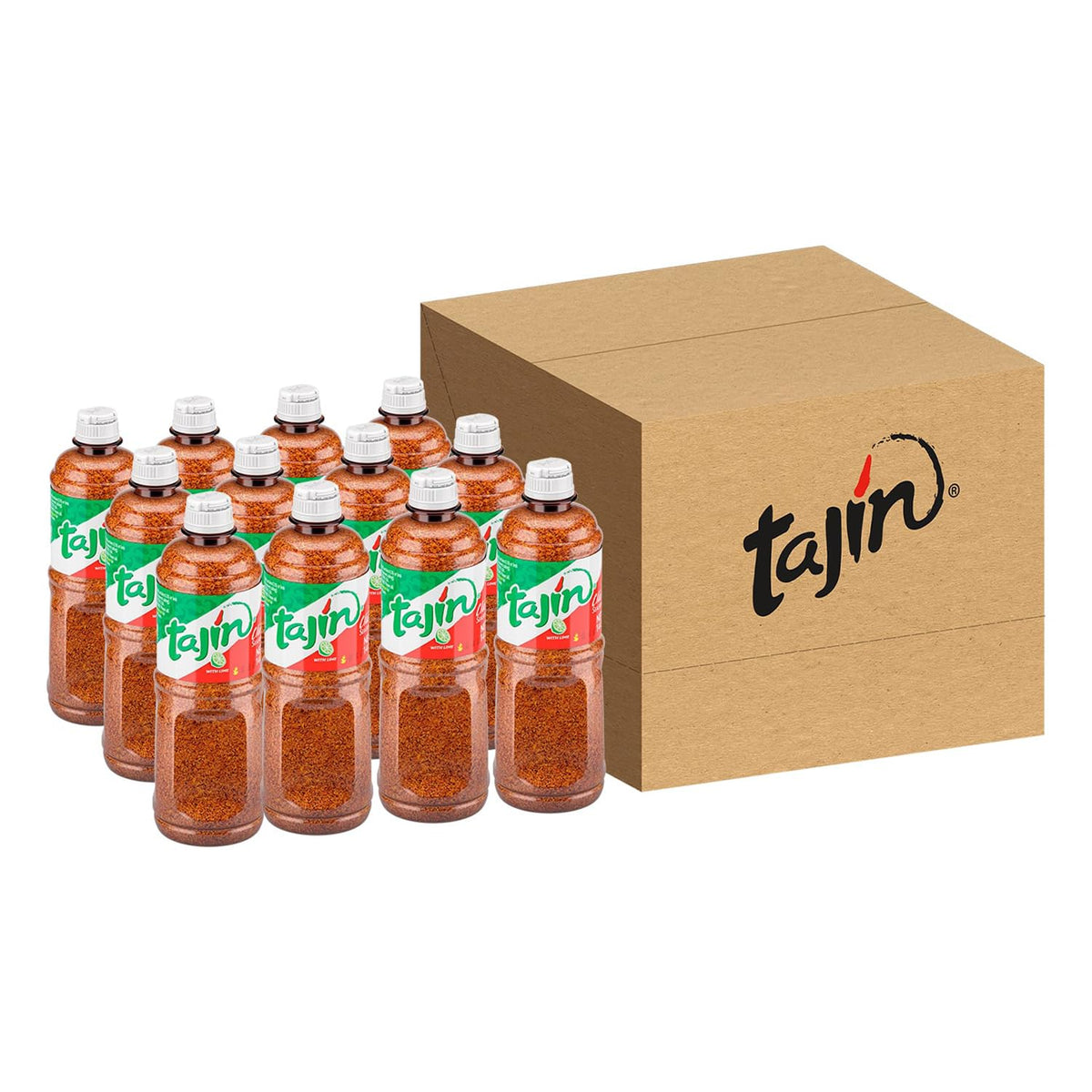 Tajín Clásico bottle front view ready to brighten fruits with chili-lime flavor.