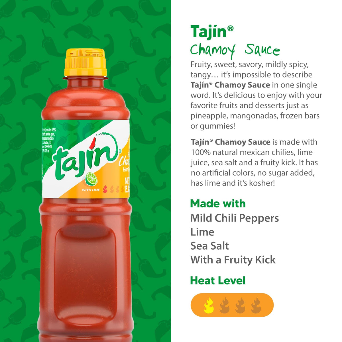 Tajín Fruity Chamoy Sauce on mangonadas enhances color and taste.