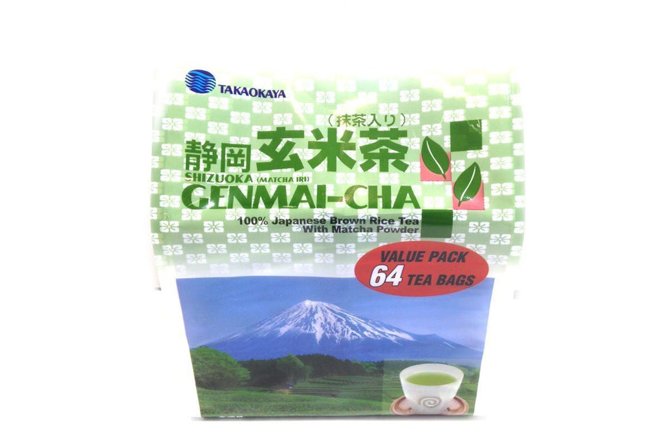 Takaokaya Shizuoka Matcha Genmaicha tea pack, a fragrant brown rice blend ideal for calm mornings.