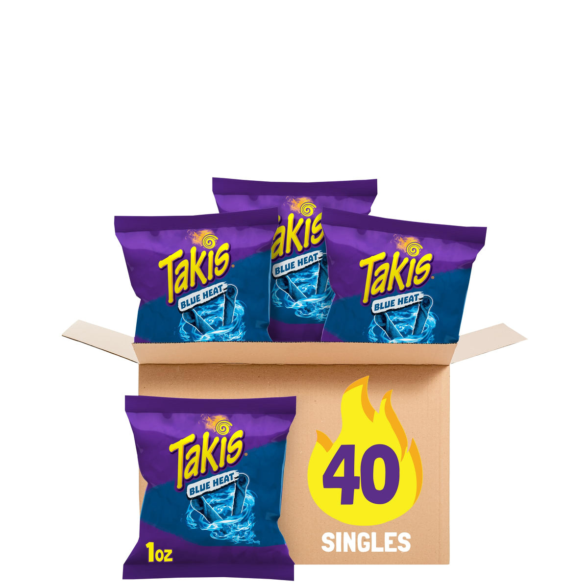 Takis Blue Heat 40pc multipack front view shows convenient sharing packs.