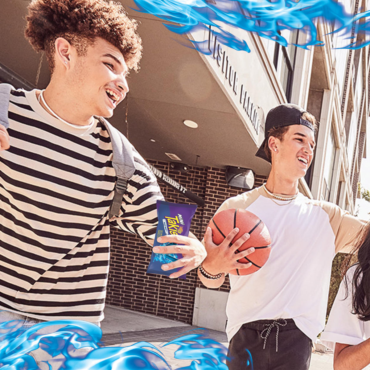 Takis Blue Heat Mini bag open reveals 1.23 oz portions.