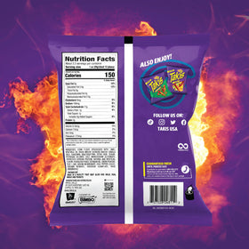 Takis Blue Heat six-pack case displayed on store shelf.