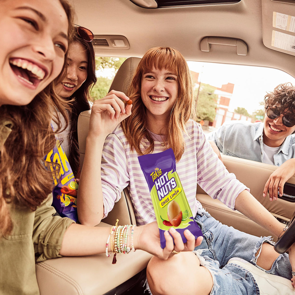 Takis Flare Hot Nuts chili-lime seasoning adds mild heat and tang.