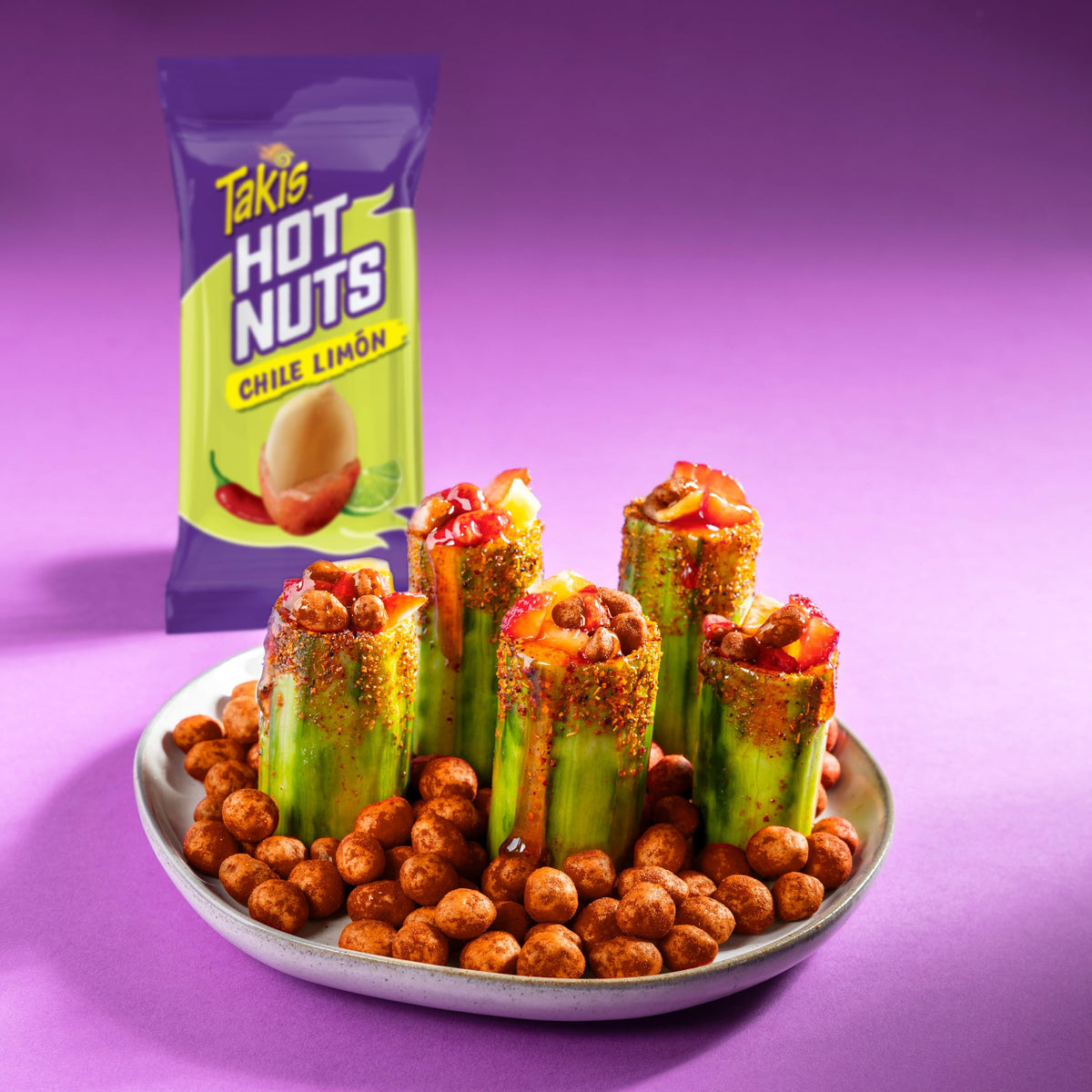 Takis Flare Hot Nuts portable box, ideal for school or office breaks.