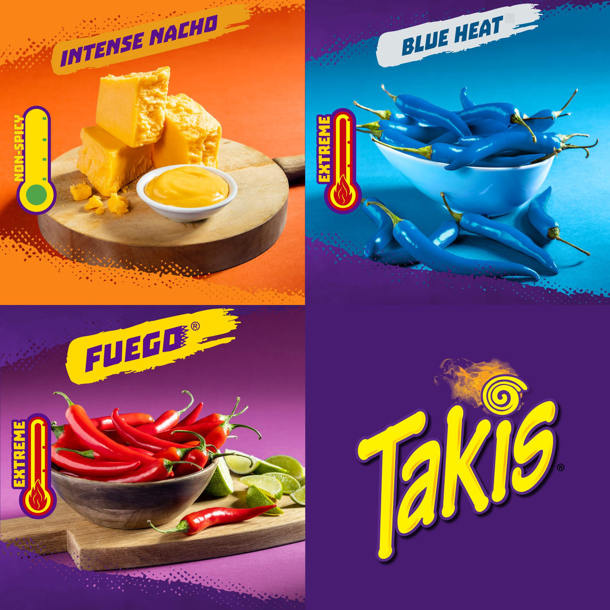 Takis Fuego bags close-up highlighting spicy lime heat and bold flavor.