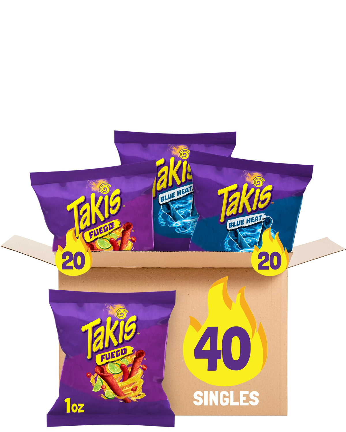 Takis Fuego rolls 40-count multipack for bold, spicy snacking at game nights.