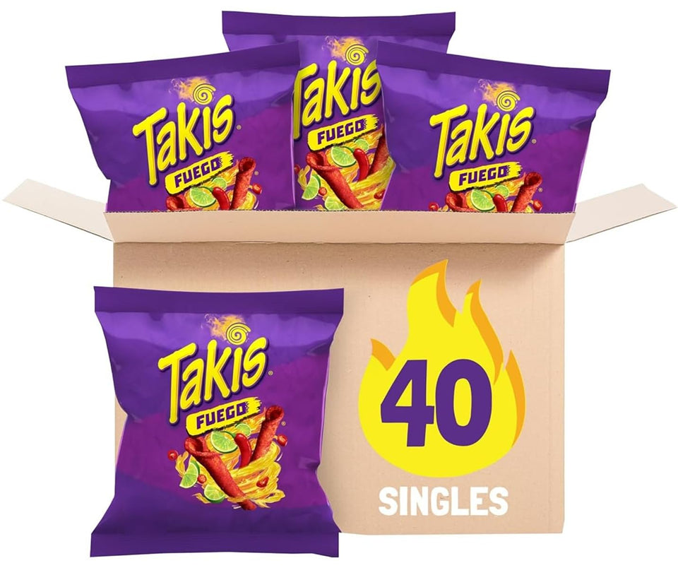 Takis Fuego rolls snack bundle, bold crunch for parties and game nights.