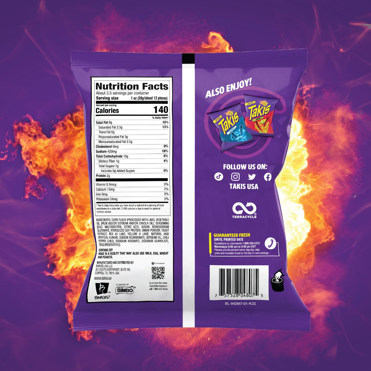 Takis Fuego six-piece case on display for group tasting.