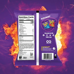 Takis Fuego six-piece case on display for group tasting.