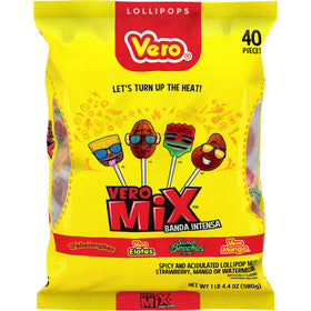 Takis Vero Banda Fuego Mix lollipops front pack display for party-ready snacking