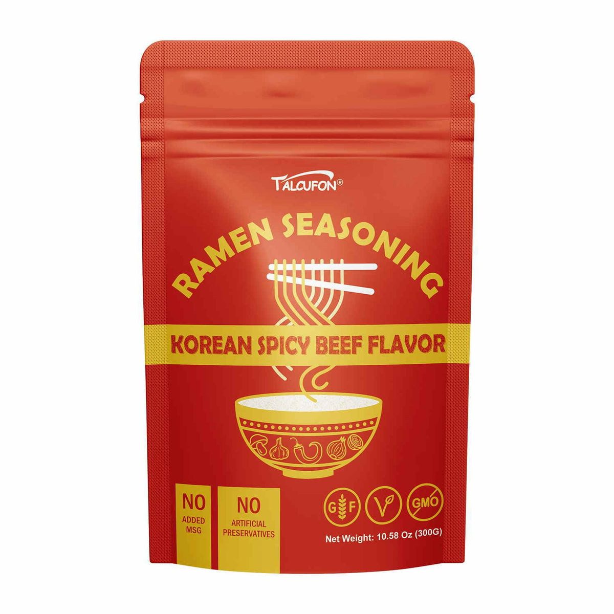 Talcufon Korean Spicy Beef Ramen Seasoning jar for bold ramen flavor at home