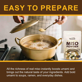 Talcufon miso powder enriches stir-fries and dressings with depth.