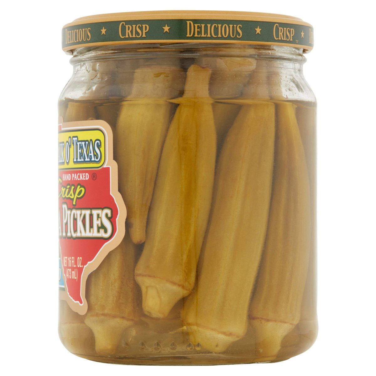 Talk O Texas Okra Pickled Mild Pack 2 ingredients lists crisp okra and seasoned brine