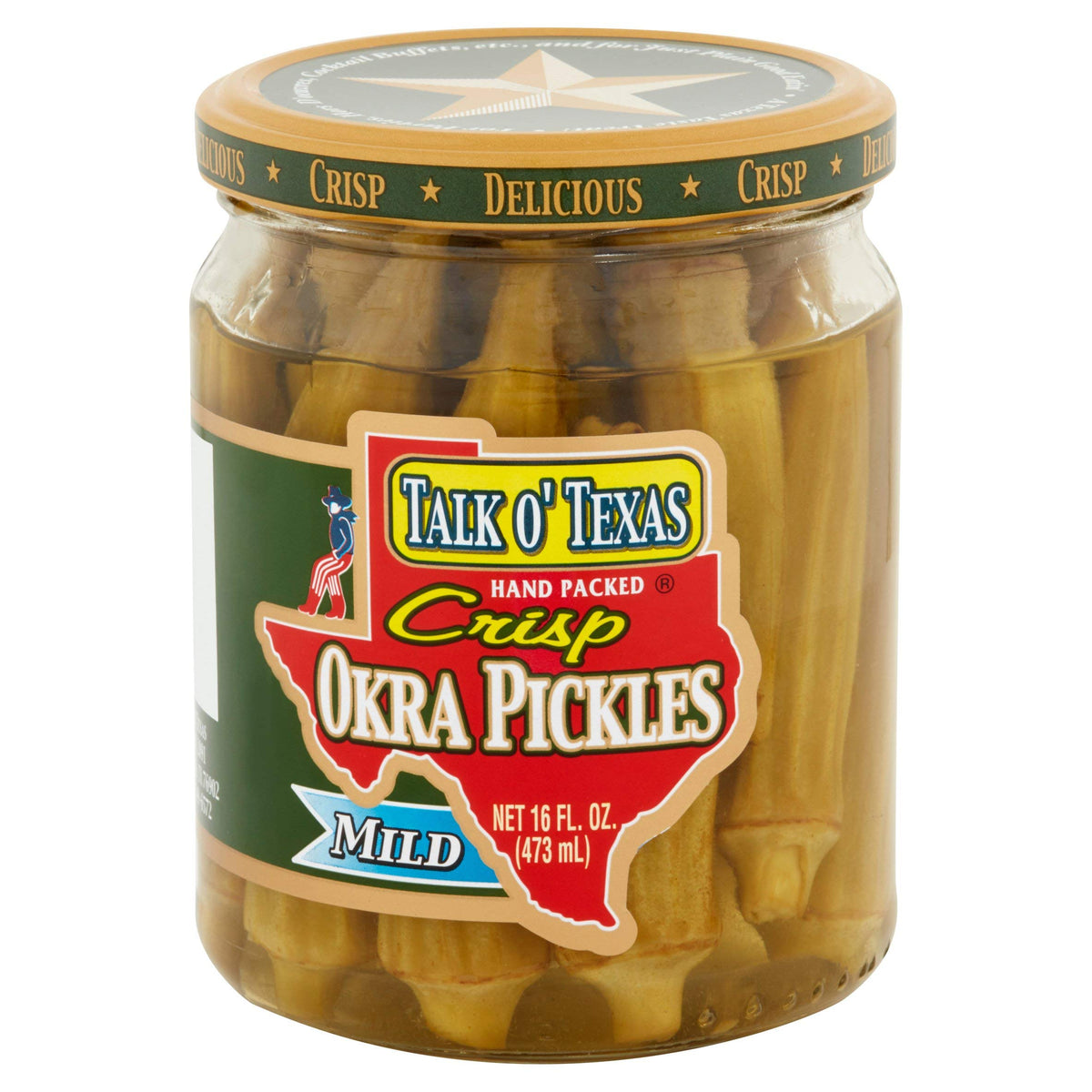 Talk O Texas Okra Pickled Mild serving bowl showcases a versatile snack option.