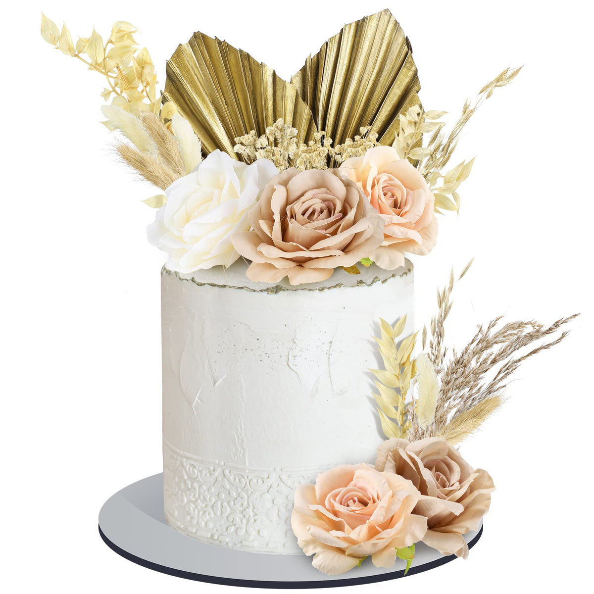 Tallew boho cake topper with palm leaves for rustic wedding cakes