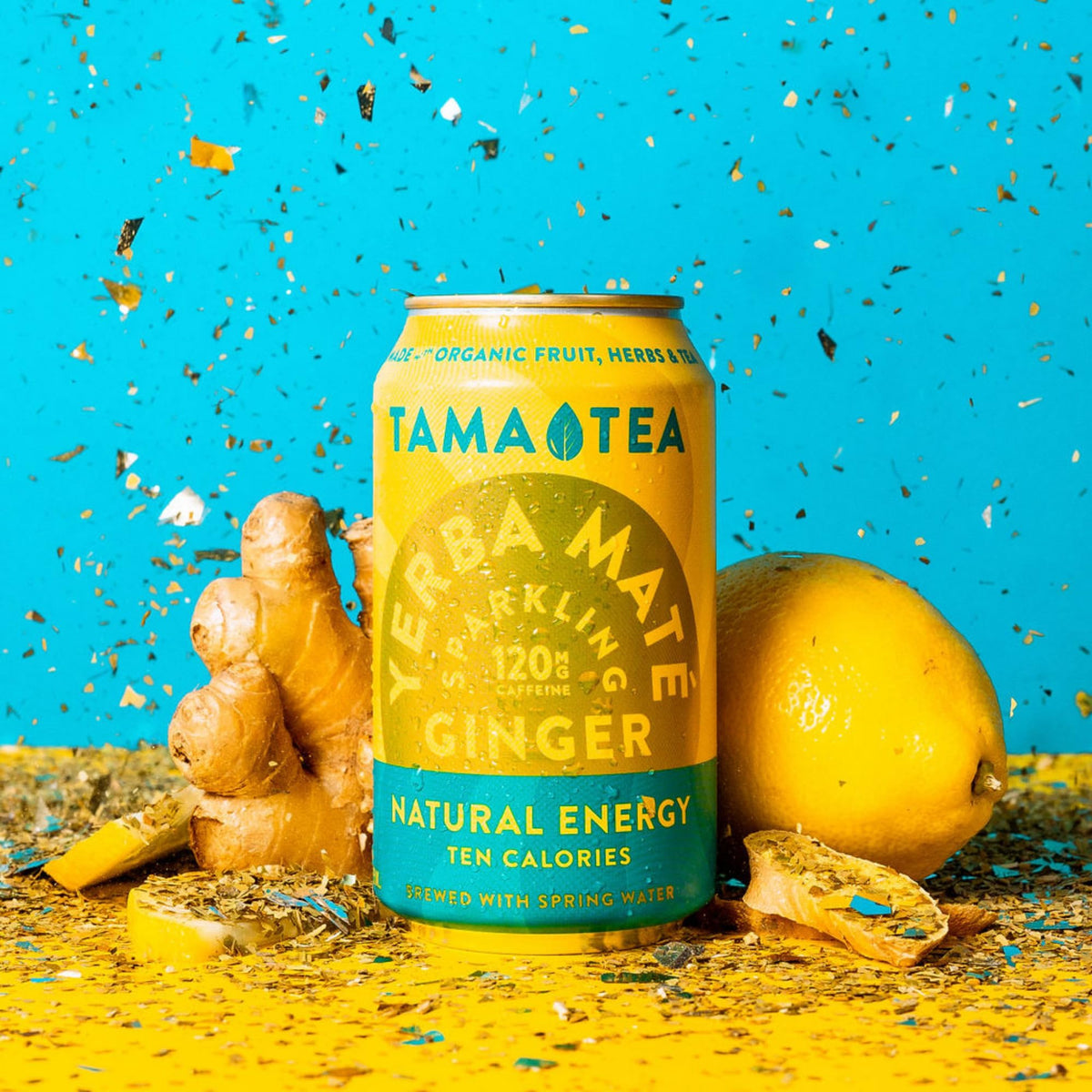 Tama Tea organic yerba mate leaves close-up highlights natural ingredients.