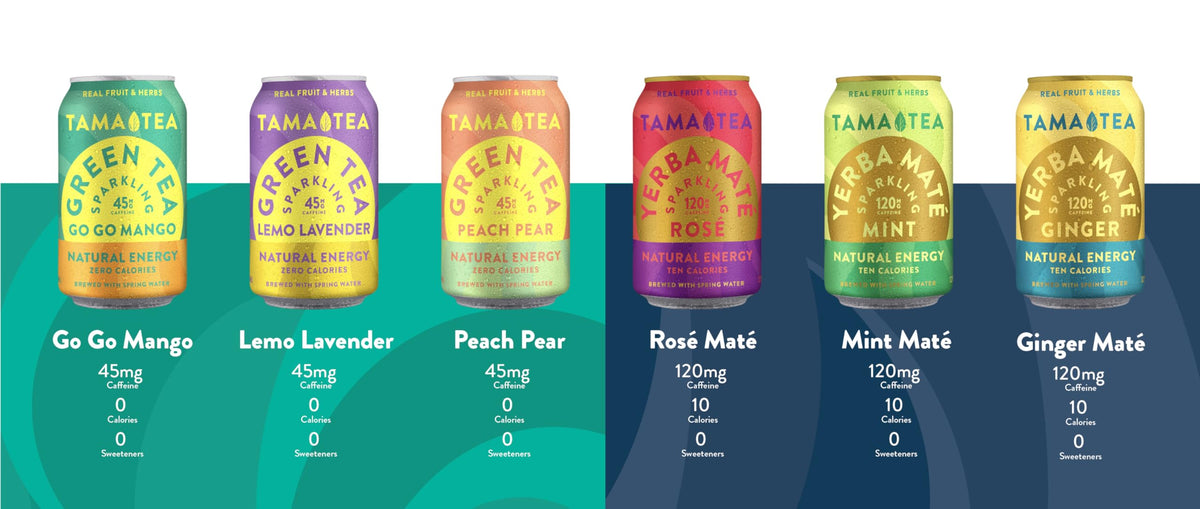 Tama Tea packaging back view highlighting branding and sustainability.