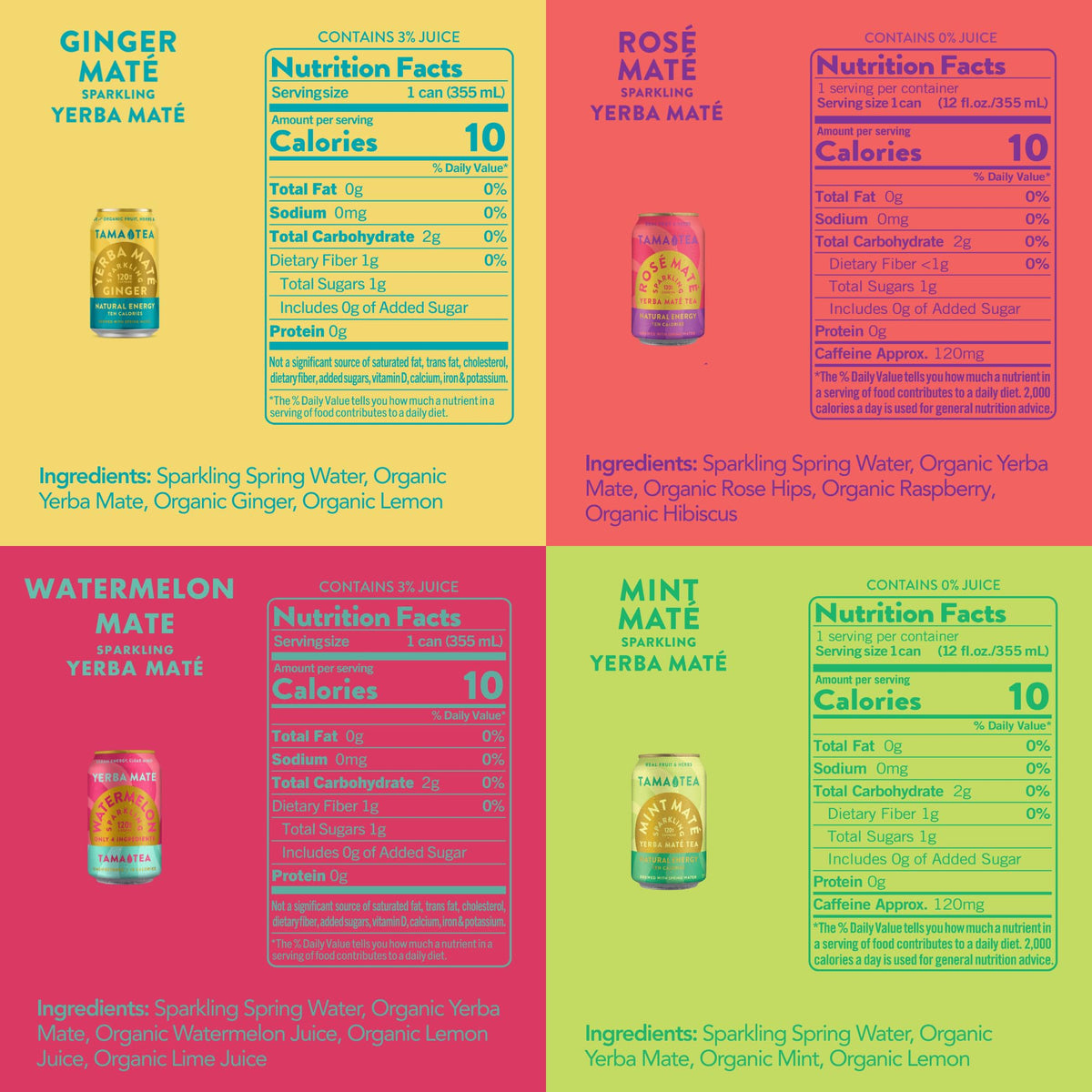 Tama Tea packaging front showing four flavor lineup